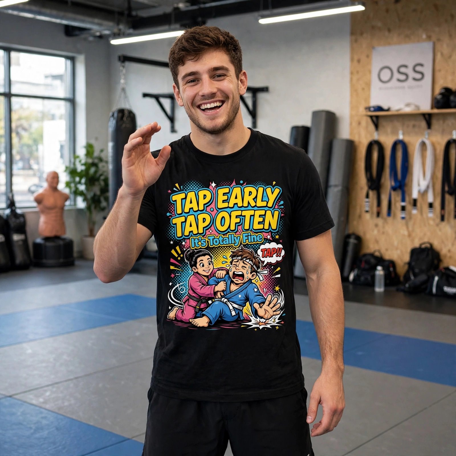 Funny Jiu Jitsu T-Shirt – Tap Early Humor Training Tee